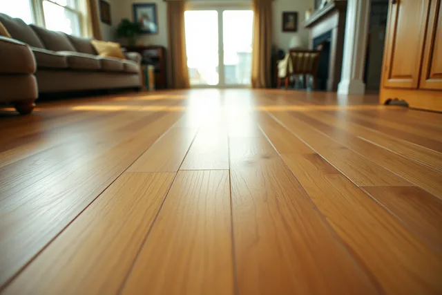 Hardwood floor planks with open gaps from Denver's dry winter air. Denver's high-altitude, dry climate and what it does to insulation and flooring
