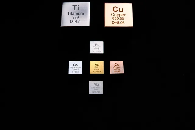 chemistry, science, elements, cube, density cube, platinum, gold, copper, titanium, germanium, magnesium, platinum, platinum, platinum, titanium, titanium, magnesium, magnesium, magnesium, magnesium, magnesium. Material selection mistakes: eight decision errors and the checks that catch them