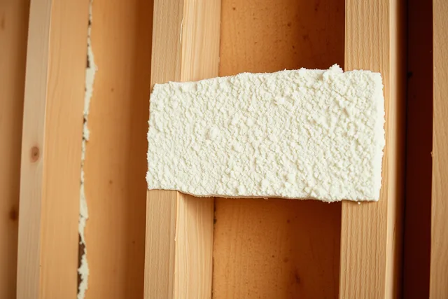 Mycelium insulation panel installed between wooden studs in a wall. Mycelium insulation panels: what they cost and where US buyers can get them