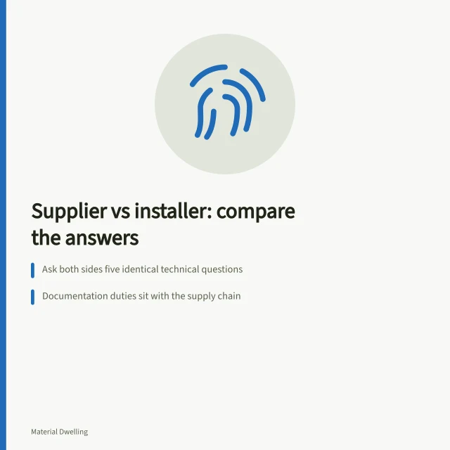 Card comparing supplier and installer answers on technical documentation. Sustainable material brands under review: the good, the weak and the verdict